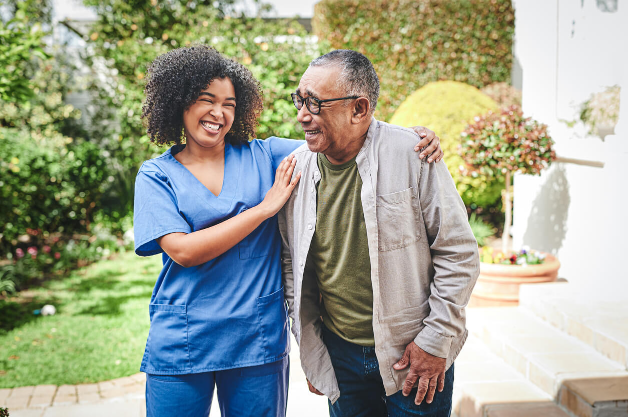 Female caregiver with male client