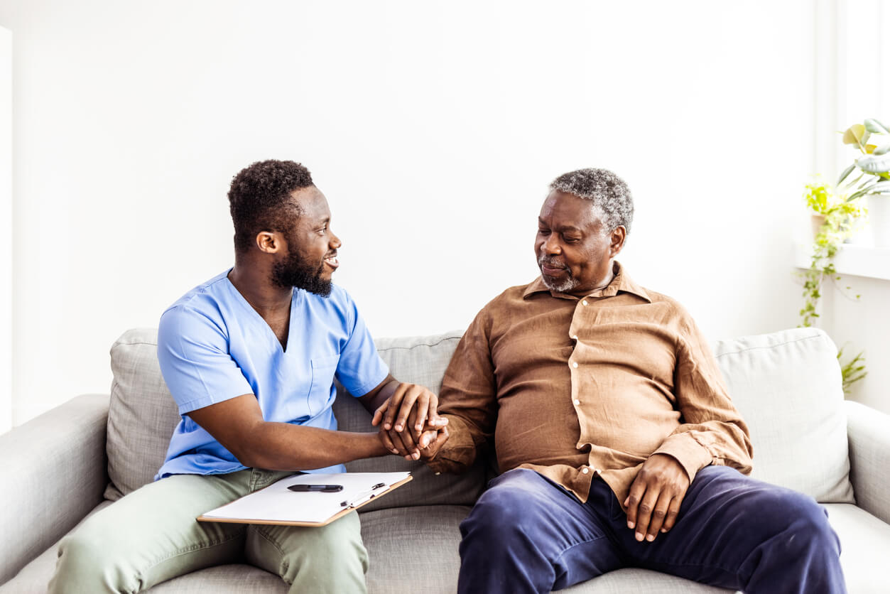 Male caregiver with a male patient